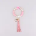 Silikon Perlen Armband Schlüsselanhänger Rosa Blumen Bangle Armreif mit Quaste Variante SKU - Begonienrosa