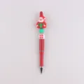 Weihnachten Silikon Perlenkugelschreiber mit Weihnachtsmann Topper, bunter Plastikstift. - Weihnachtsmann Mit Grünem Geschenk