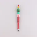 Weihnachtsbaum Silikon Perlen Kugelschreiber, roter DIY Schreibstift fuer festliche Geschenke. - Weihnachtsbaum