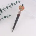 DIY Perlenkugelschreiber mit Silikon-Bücherregal-Anhänger, bunter handgemachter Schreibstift - Kaffee Bücherregal