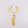Gelbe weiße Silikon Perlen Schlüsselanhänger Armband Quaste Gänseblümchen Blume Charm - Weiße & Gelbe Gänseblümchen