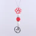 Cute silicone paw print keychain charm bead lanyard accessory for keys and bags decor. - Red
