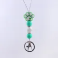 Cute silicone dog paw keychain beaded lanyard stylish pendant charm bag accessory for women girls - Green