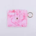 Pink marble PU leather card holder with keychain snap closure for daily portable use style - Pink Starlight