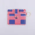 US flag pattern PU leather card holder coin purse with keychain ring for daily use and travel. - USA Flag