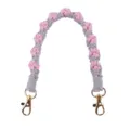 Tracolla per tazza intrecciata a mano con motivo a zampa, rosa grigio, moschettoni dorati - Rosa