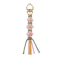 Portachiavi fiore in macramè fatto a mano anello cuore dorato accessorio borsa carina - Cuore rosa