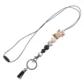Siliconen kraal lanyard met schattige cartoon yak charm, houten kralen en metalen sleutelhanger. - Khaki ketting