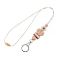 Süßes Perlen-Schlüsselband mit Gänseblümchen-Anhänger, ideal für Schlüssel, Ausweise und Handys. - Beige Herz