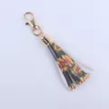 Leder Sonnenblume Quaste Schlüsselanhänger mit Goldverschluss Tasche Anhänger Deko 8cm - Sonnenblume