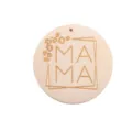 Wooden MAMA disc charm blank DIY keychain pendant Mother's Day gift craft accessory - MAMA Letter Style / Beige