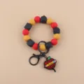 Llavero de cuentas de silicona con pulsera con colgante de manzana de profesor. - Manzana Lápiz Rojo
