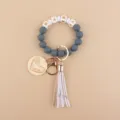 Silikon Perlen Armband Schlüsselanhänger mit MAMA Buchstaben Anhänger und Quaste. - Dunkelgrau