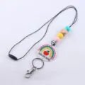 Cordón llavero para profesores con cuentas de silicona coloridas y colgante acrílico. - Azul
