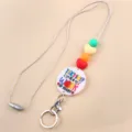 Cordón de profesor llavero de cuentas de silicona con un bonito colgante estampado. - Placa de Enseñanza