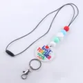 Llavero de cordón de cuentas de silicona para profesor con colgante, ideal para llaves. - Rojo