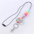 Cordón para llavero de profesor cuentas de silicona colgante acrílico regalo de regreso a clases - Verde