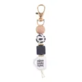 Silicone beaded keychain cute coffee cup design bag pendant DIY stylish keyring accessories - Cow Print Bead (coffee teach repeat)