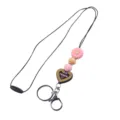 Teacher lanyard keychain with silicone beads daisy heart charm cute accessories for keys - Long Lanyard