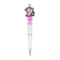 Penna a sfera con perline fai-da-te con ciondolo mucca kawaii perle rosa viola corpo in metallo. - Stile Mucca Fantasia (C379)