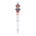 DIY beaded ballpoint pen with cute cartoon cow silicone focal bead and colorful design. - Brick Red Theme Style (C379)