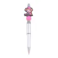 DIY beaded ballpoint pen with cute cartoon cow silicone topper and sparkling rhinestone spacers. - Rose Red Theme Style (C379)