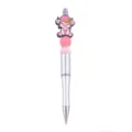 Penna a sfera con perline fai-da-te con simpatica mucca in silicone e design rosa. - Stile Tema Rosso Anguria (C379)