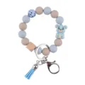 Silikon Perlen Schlüsselanhänger Armband mit süßem 3D Bär Anhänger und Quaste für Geschenke - Graublau