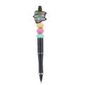 Beaded ballpoint pen with cute pencil silicone topper and colorful beads for DIY crafts. - Pen