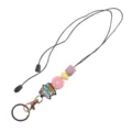 Silicone bead lanyard keychain with cute book pendant wrist strap accessory DIY charm key ring - Necklace
