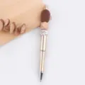 DIY Perlenkugelschreiber Kreativ Silikon Holz Perlen Stift Schreibwaren Geschenk Neu - Kaffee Oval