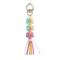 Portachiavi fiore macramè colorato fatto a mano con chiusura a cuore dorata ciondolo borsa - Fiore Multicolore