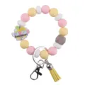 Silikon Armband Schlüsselanhänger Pastell Perlen Lehrer Apfel Anhänger Quaste Zubehör SKU - Handgelenkband / Gelb