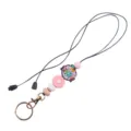 Bellino portachiavi con cordino in silicone da insegnante con margherita e ciondolo mela. - Collana