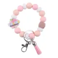 Silikon Perlen Armband Schlüsselanhänger mit Quaste Lehrer Anhänger Damen Tasche - Handgelenkband / Rosa