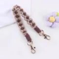 Handmade macrame water bottle strap woven cotton cup rope with gold lobster clasps - Brown
