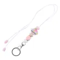 Silikon Perlen Lanyard Schlüsselanhänger mit Apfel Anhänger und Metallverschluss. - Halskette / Rosa