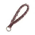 Handwoven Macrame Wristlet Keychain Brown and Beige Braided Rope Key Chain Ring Holder - Coffee (Tiger Eye Texture)