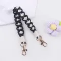 Handmade black white woven cup strap replacement cute flower strap for tumbler bottle accessory - Black