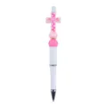 DIY beaded pen with silicone cross charm, cute creative ballpoint pen for office school supplies. - Rose Red
