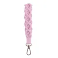 Rosa handgemachte gewebte Makramee Schlüsselanhänger Schlaufe mit roségoldenem Karabiner. - Rosa