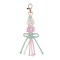 Handgemachte gewebte Baumwollseil Gänseblümchen Perle Schlüsselanhänger Tasche Anhänger - Rosa Weiß