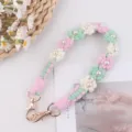 Handcrafted crochet daisy pearl strap for water bottles and bags with gold clasps. - Pink White