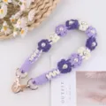 Handmade crochet daisy pearl cup strap and bag handle in beautiful purple white chic accessory - Purple