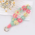 Handgemachte gehäkelte Gänseblümchen Perlen Schlüsselanhänger Armband Baumwollseil Zubehör - Wassermelonenrot