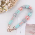 Handmade braided daisy pearl water bottle strap replacement strap with gold lobster clasps - Grey Blue