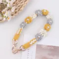 Handmade Crochet Daisy Pearl Cup Strap Bag Replacement Strap DIY Woven Handle Charm - Turmeric