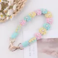 Handmade crochet daisy pearl water bottle strap cute colorful cup handle accessory - Pink Yellow