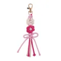 Handgemachte gewebte Gänseblümchen Perle Schlüsselanhänger rosa Baumwollseil Tasche - Fuchsia