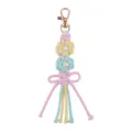 Handgemachte gewebte Gänseblümchen Perlen Schlüsselanhänger Baumwollseil Tasche Charm - Gelb Blau